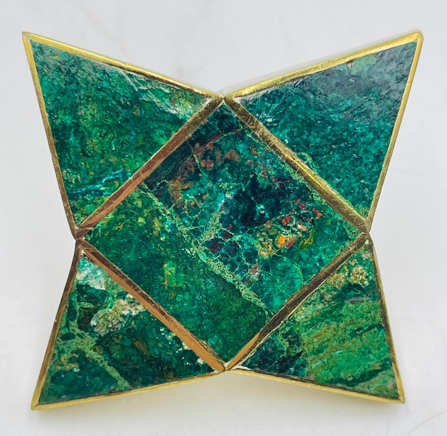 Five Star Shaped Door Pulls in Brass & Stone by Los Castillo, Mexico 1950's For Sale 5