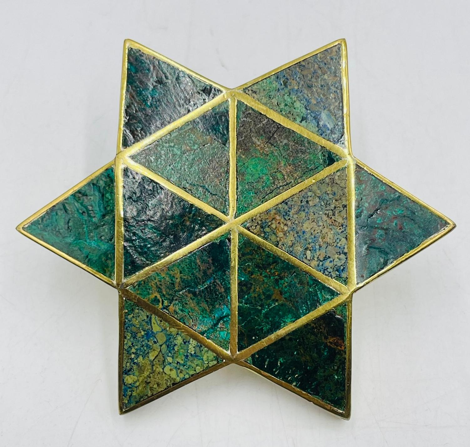 Five Star Shaped Door Pulls in Brass & Stone by Los Castillo, Mexico 1950's For Sale 6