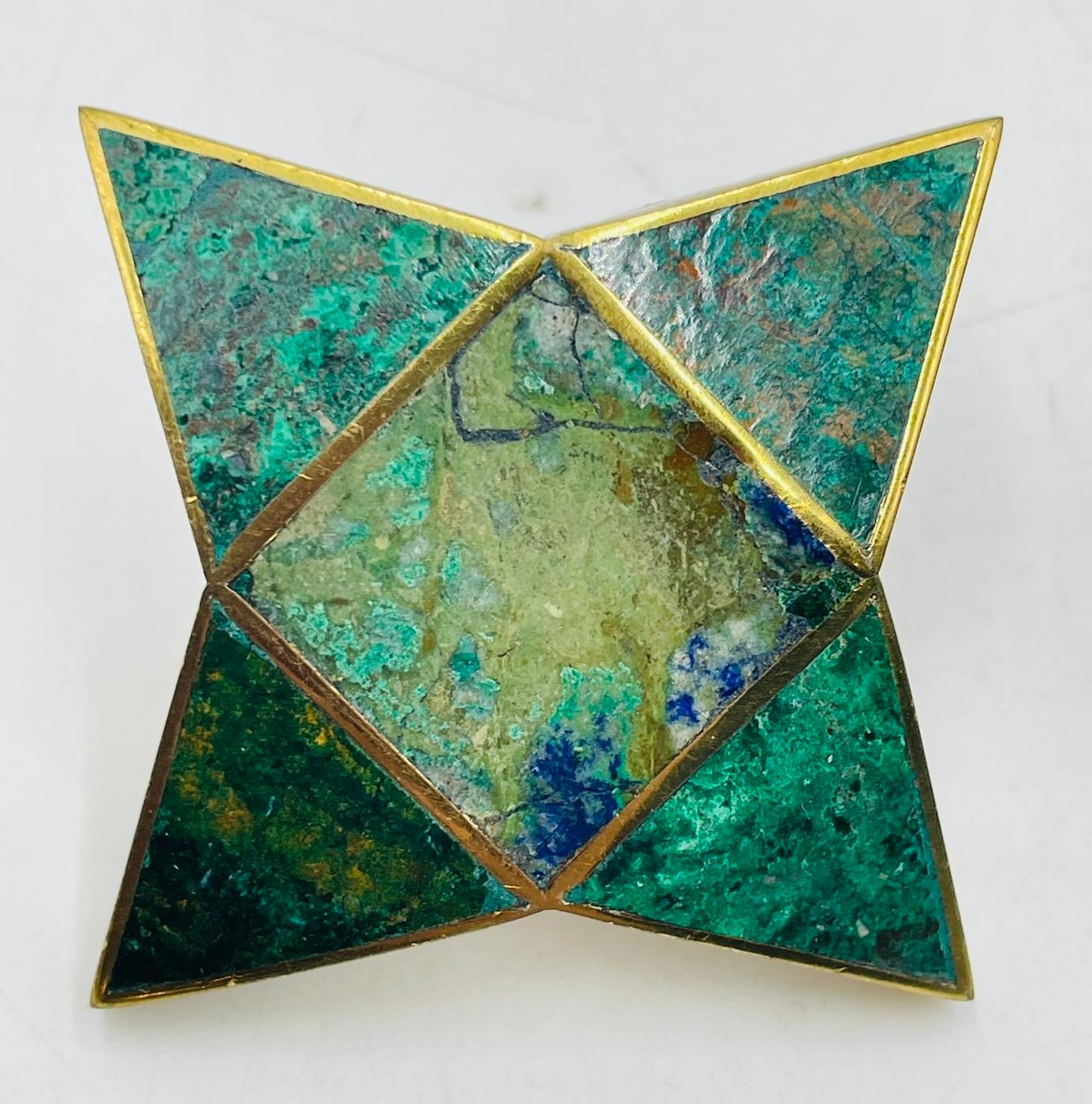 Five Star Shaped Door Pulls in Brass & Stone by Los Castillo, Mexico 1950's For Sale 7