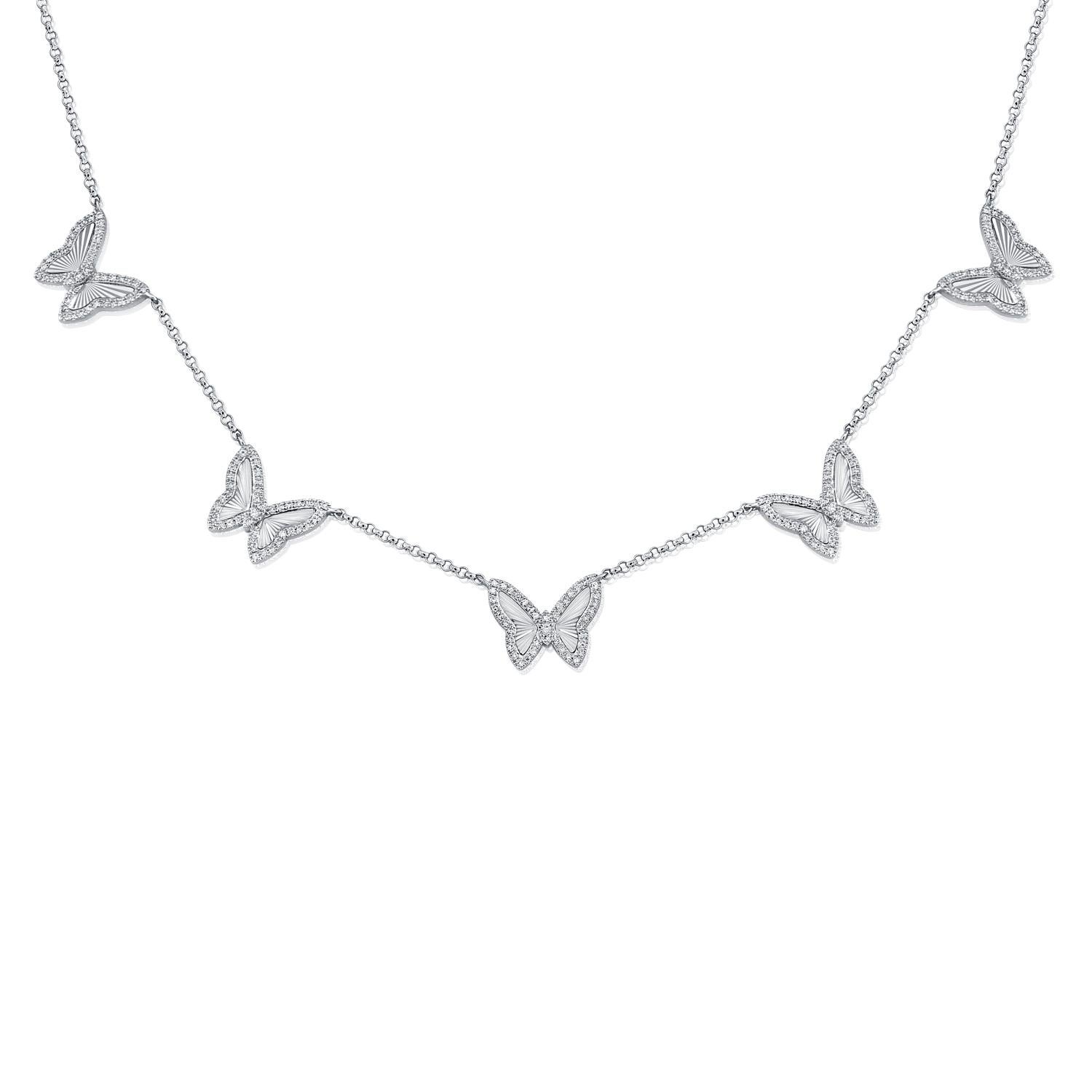 Collana regolabile con cinque stazioni di diamanti scanalati a farfalla 0,49 carati in oro 14KT in vendita 5