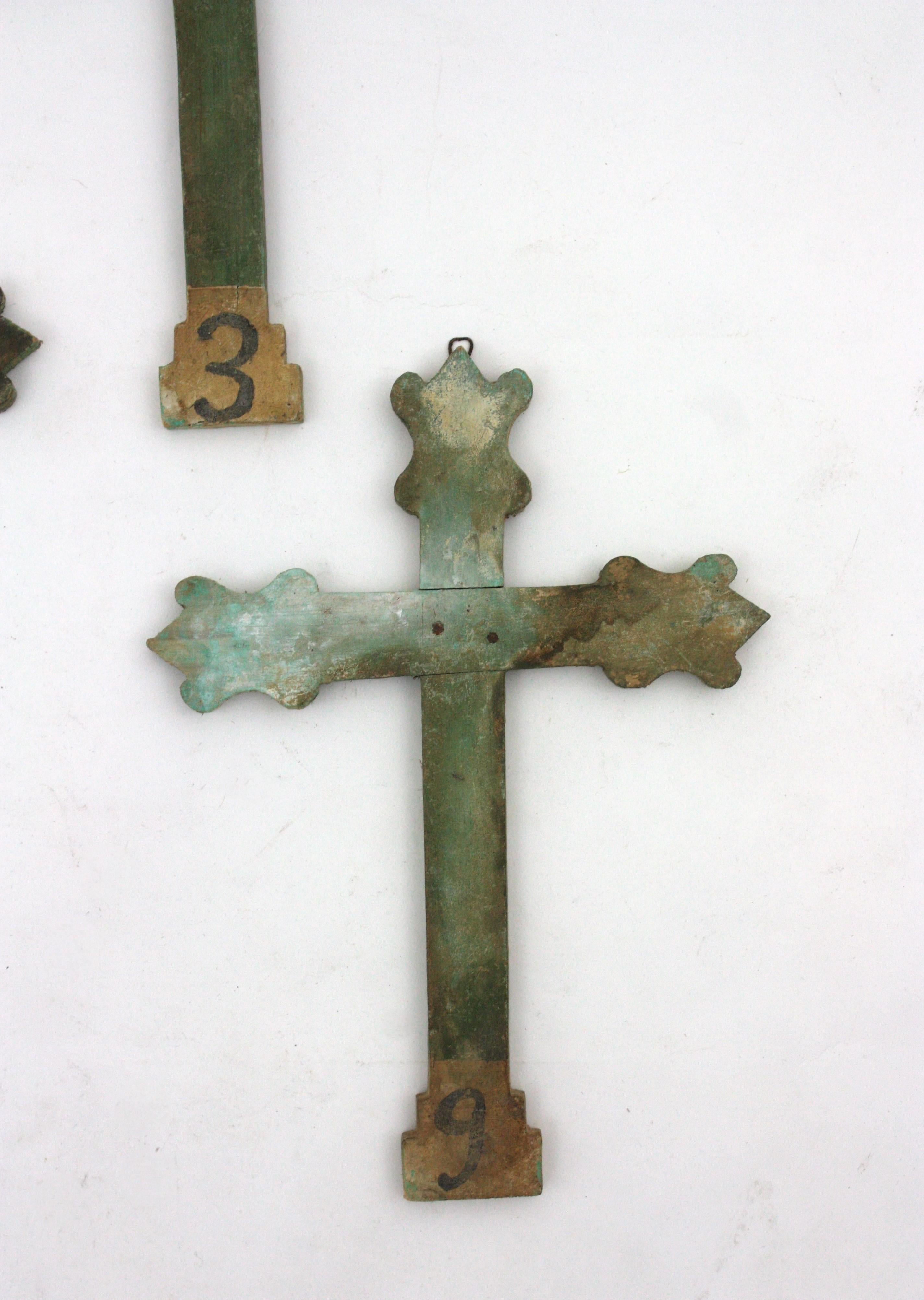 Spanish Five Stations of The Cross Via Crucis Wall Decoration, Spain, 1940s For Sale