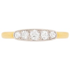 Five-Stone 0.45 Carat Old Cut Diamond Ring, circa 1920s