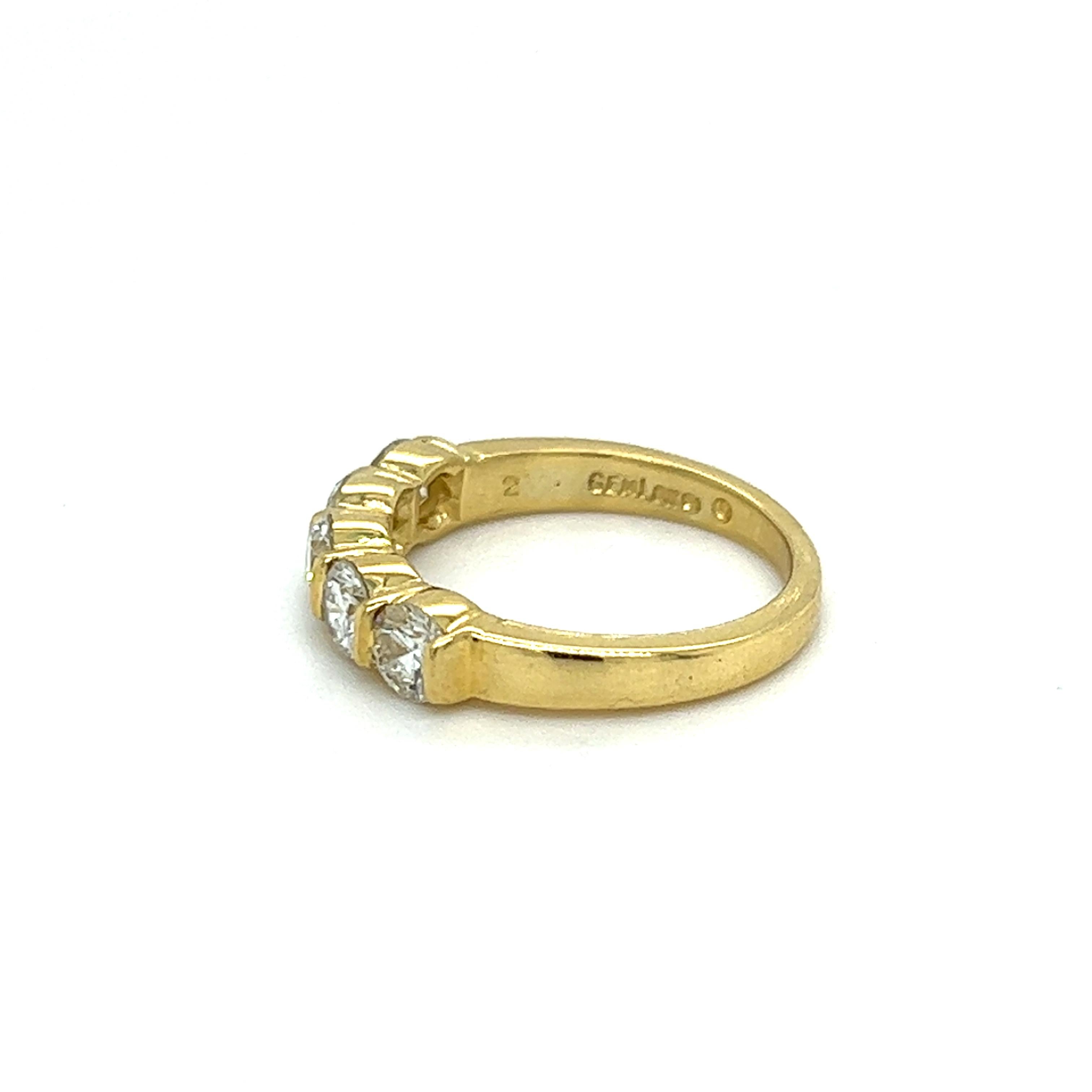 Fünf Stone 1.00Ctw. Diamant Gemlok Ring in 18K Gelbgold  im Zustand „Gut“ im Angebot in Towson, MD