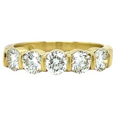 Fünf Stone 1.00Ctw. Diamant Gemlok Ring in 18K Gelbgold 