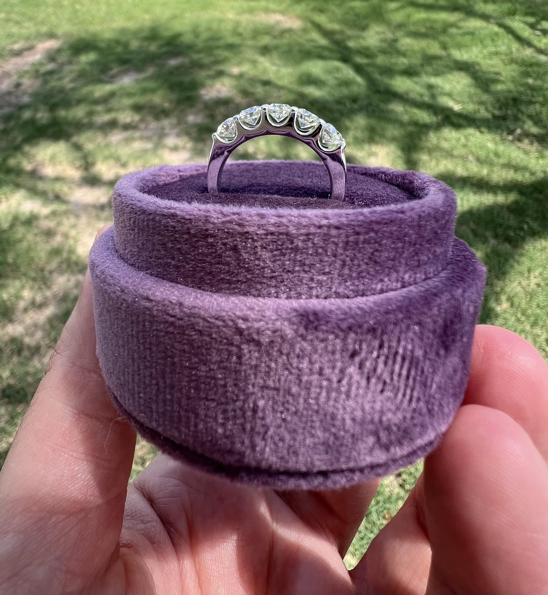 Round Cut Five Stone Diamond Anniversary Band in White Gold