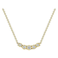 Collana con ciondolo a cinque pietre e diamanti in oro 14K