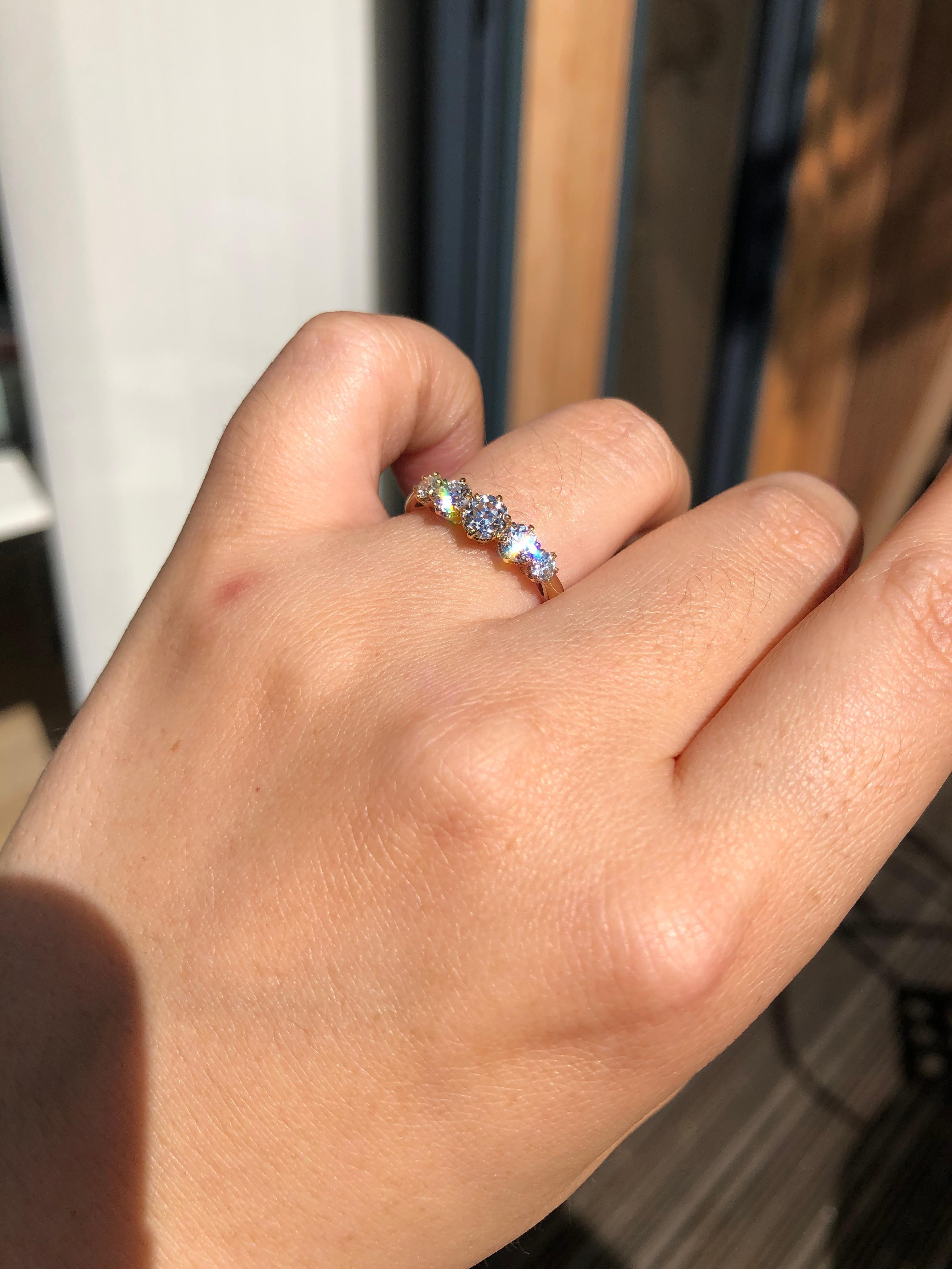 Round Cut Five-Stone Diamond Engagement Ring