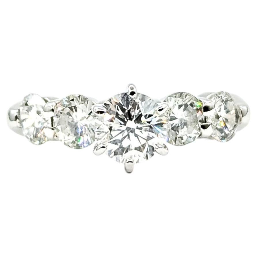 Five-Stone Diamond Engagement Ring in 14k White Gold
