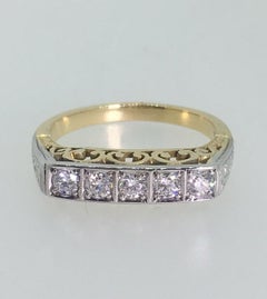 Five Stone Diamond Half Hoop Ring/Band in Platinum & 18ct Yellow Gold