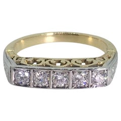 Five Stone Diamond Half Hoop Ring/Band in Platinum & 18ct Yellow Gold