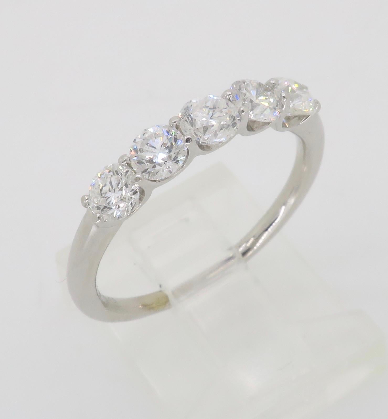 Five Stone Diamond Ring In Excellent Condition In Webster, NY