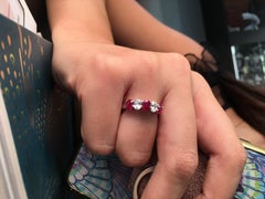 Five-Stone Diamond Ruby Anniversary Eternity Ring 2.20 Carat 18 Karat White