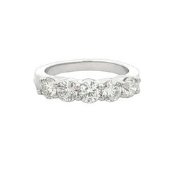 Five Stone Diamond Wedding Band 1.44ct 14K White Gold