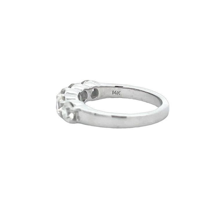 Women's Five Stone Diamond Wedding Band 1.44ct 14K White Gold For Sale