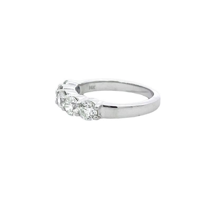 Five Stone Diamond Wedding Band 1.44ct 14K White Gold For Sale 1