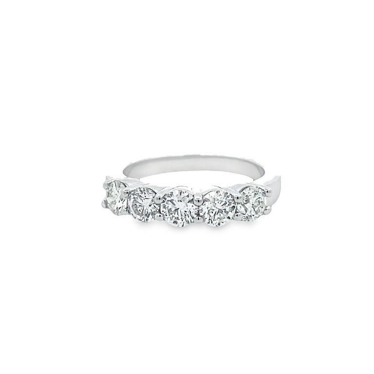 Five Stone Diamond Wedding Band 1.44ct 14K White Gold For Sale 2