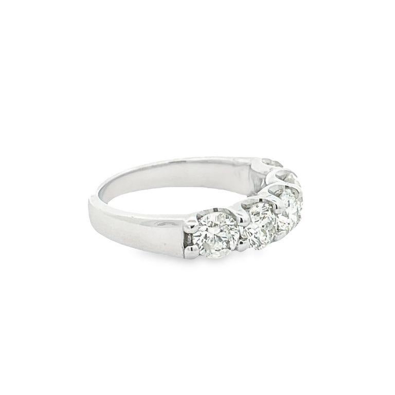 Modern Five Stone Diamond Wedding Band 2.05ct 14k White Gold For Sale