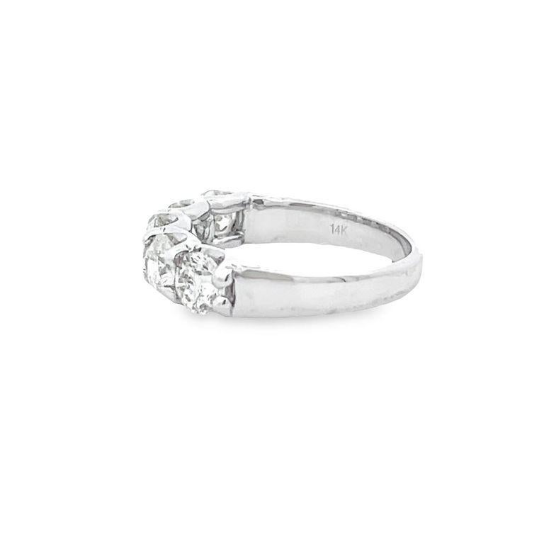 Five Stone Diamond Wedding Band 2.05ct 14k White Gold In New Condition For Sale In New York, NY