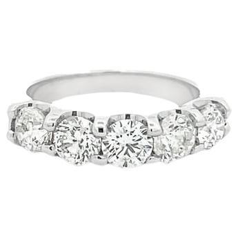 Five Stone Diamond Wedding Band 2.05ct 14k White Gold For Sale