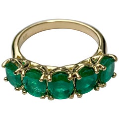 Five-Stone Colombian Natural Emerald 18 Karat Gold Ring