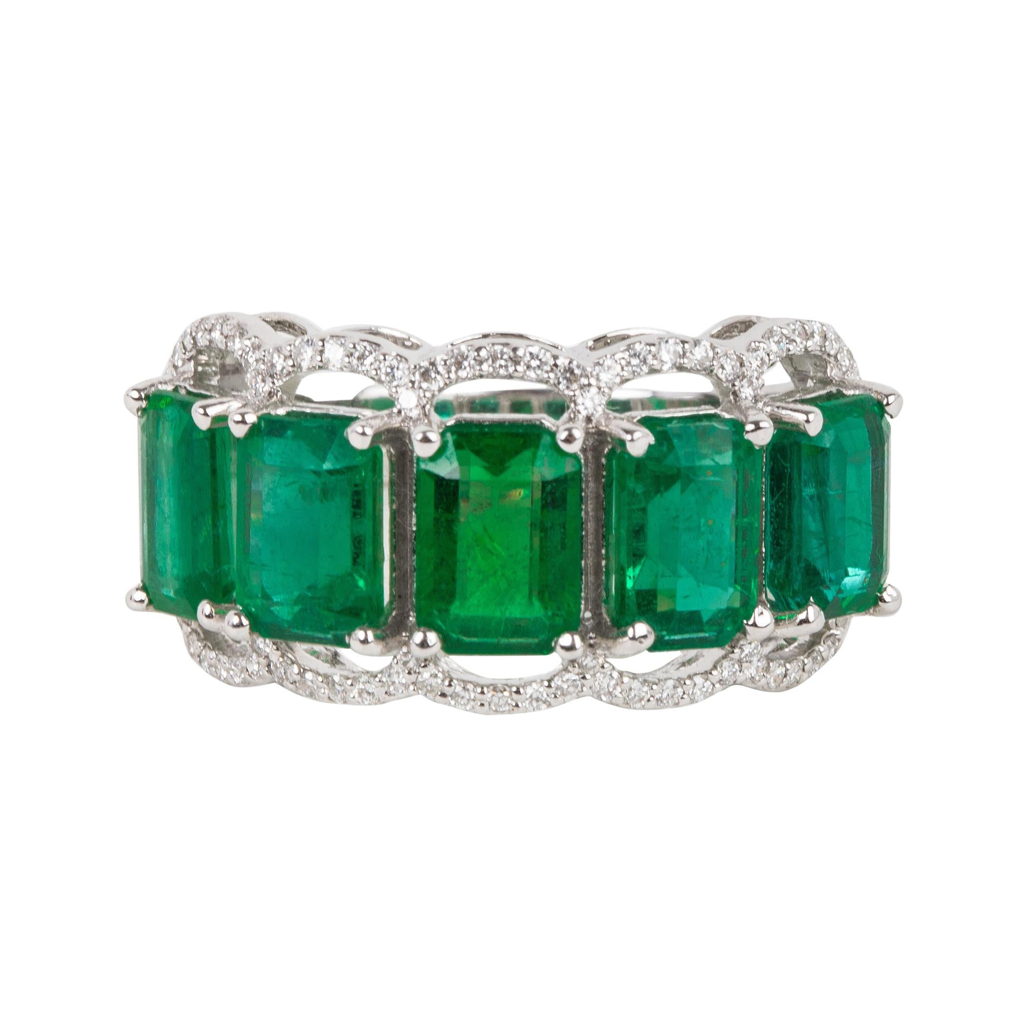 For Sale:  Five Stone Emerald Cocktail Ring