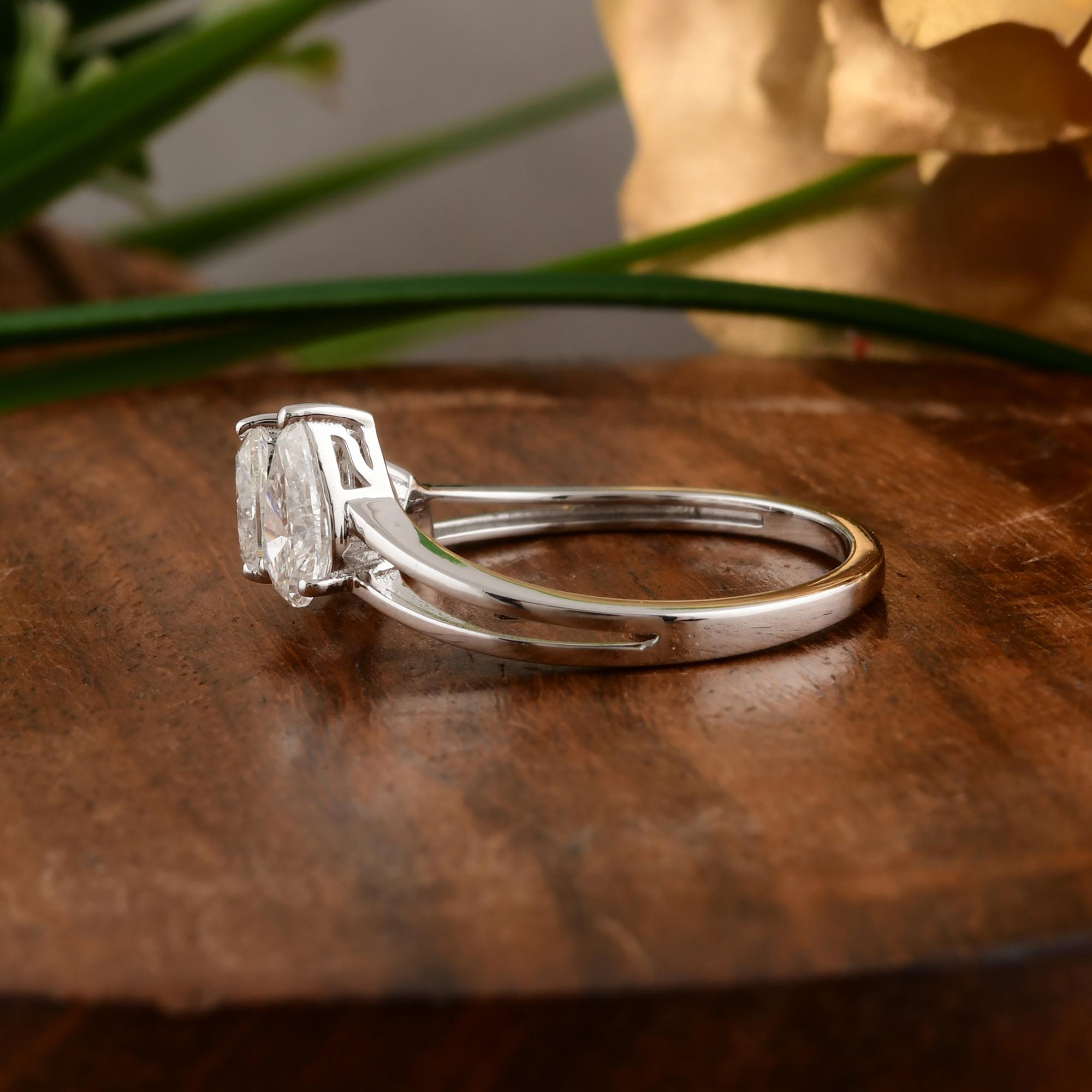 For Sale:  Five Stone Graduated Pear Cut 1.15ct Diamond 18K White Gold Wedding Ring Gift 6