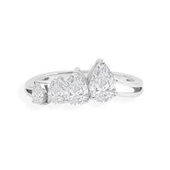 Five Stone Graduated Pear Cut 1.15ct Diamond 18K White Gold Wedding Ring Gift
