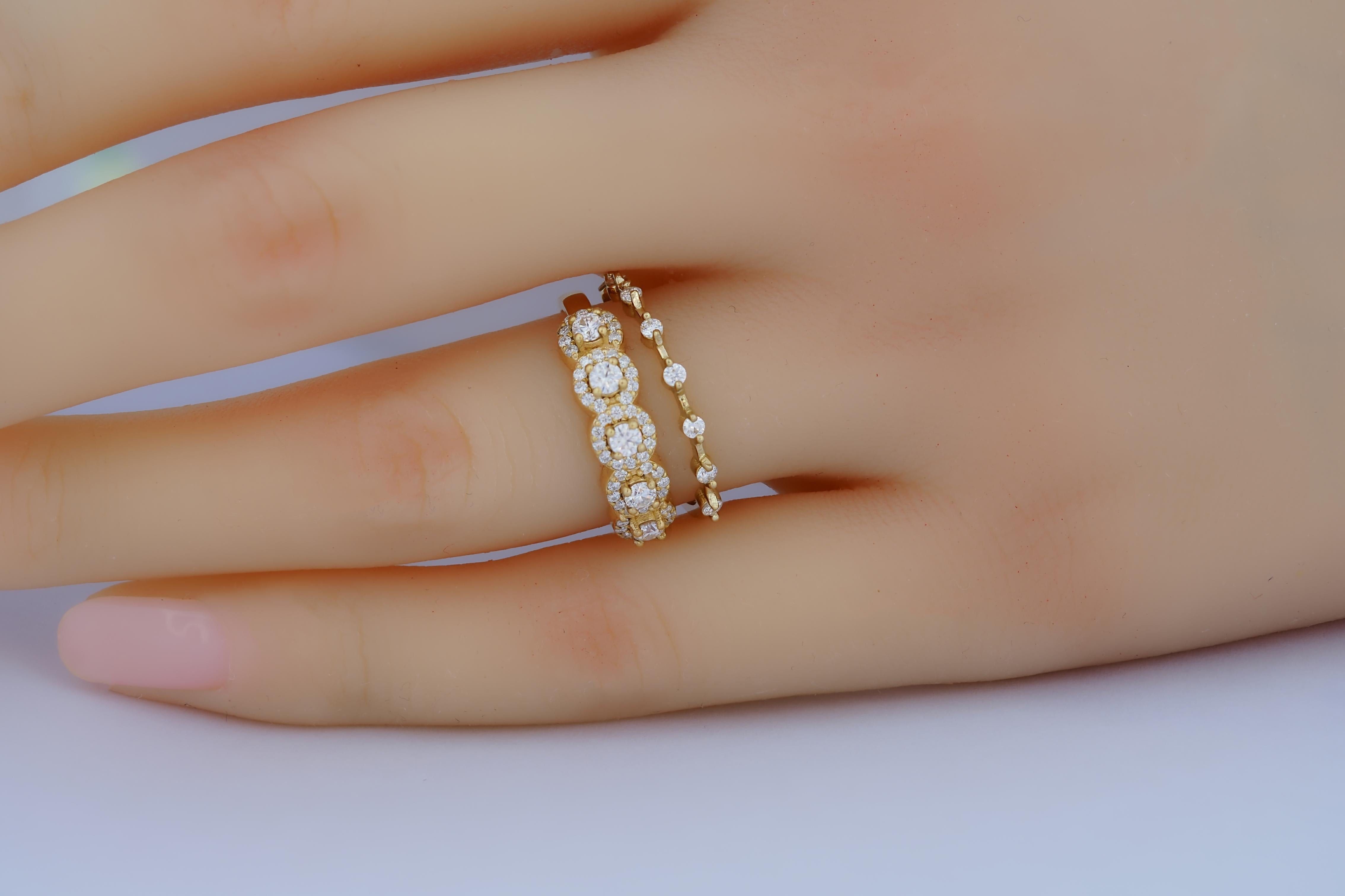 in vendita:  Fede nuziale con cinque pietre a raggiera in oro 14k 6