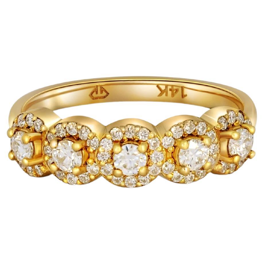 Five-Stone Halo Wedding Band in 14k gold