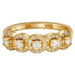 Five-Stone Halo Wedding Band in 14k gold