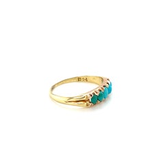 Five Stone Natural Turquoise Ring in 18 Karat Gold