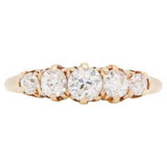Five Stone Old Cut Diamond Ring in 18 Carat Yellow Gold