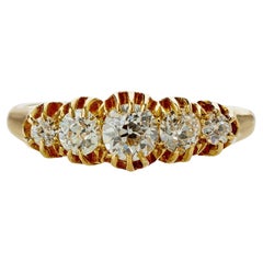 Anillo de diamantes talla europea antigua de cinco piedras