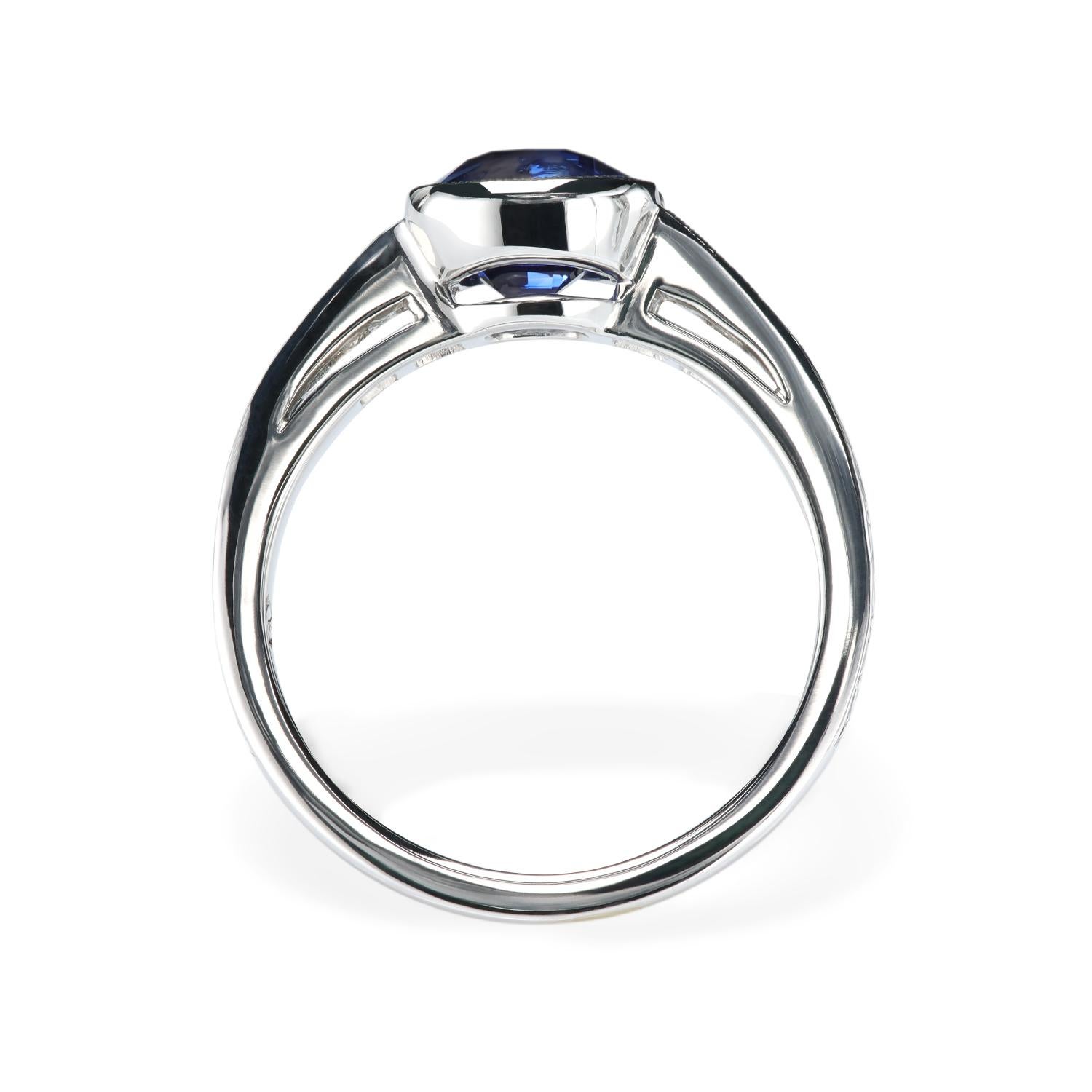 platinum ring with blue stone