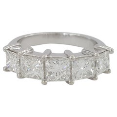  Five Stone Princess Brilliant Cut Diamond Band Ring