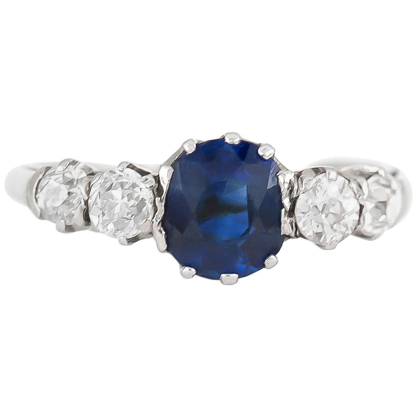 Five-Stone Ring with Center Sapphire