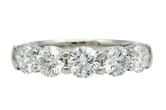 Five Stone Round Brilliant Cut Diamond Band Ring in Polished Platinum