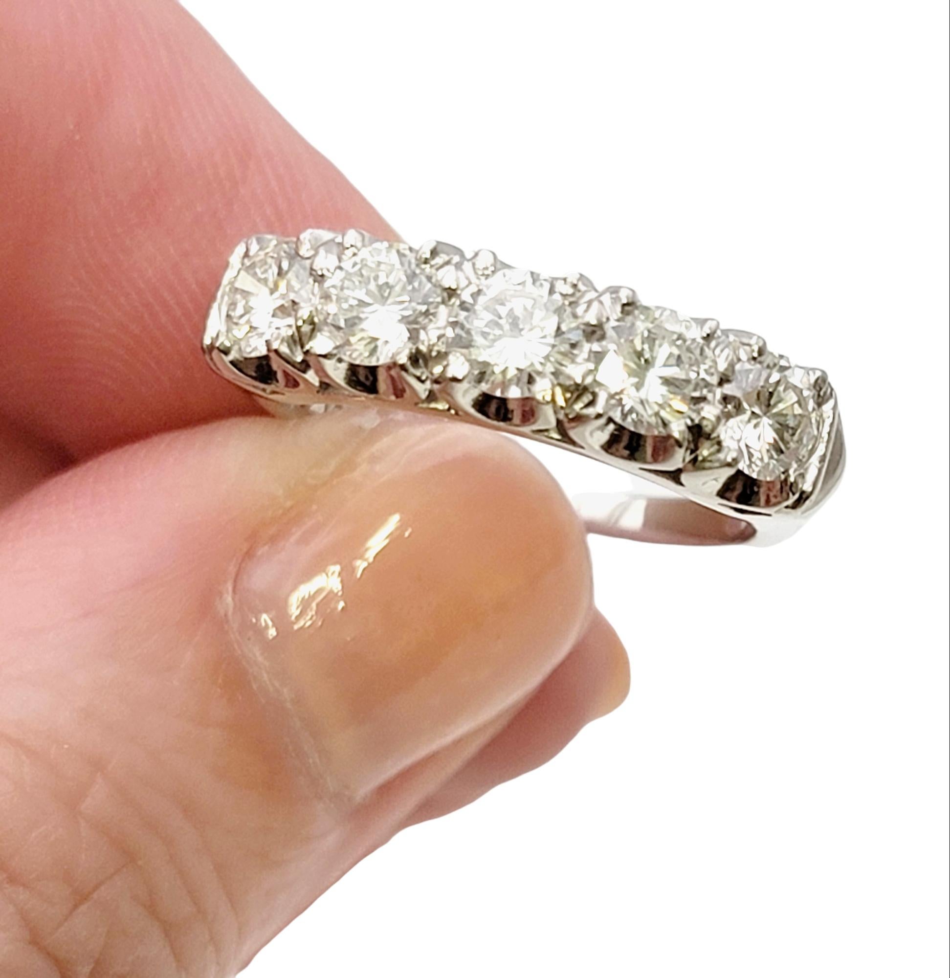 Five Stone Round Brilliant Diamond Semi-Eternity Band Ring in Platinum For Sale 8