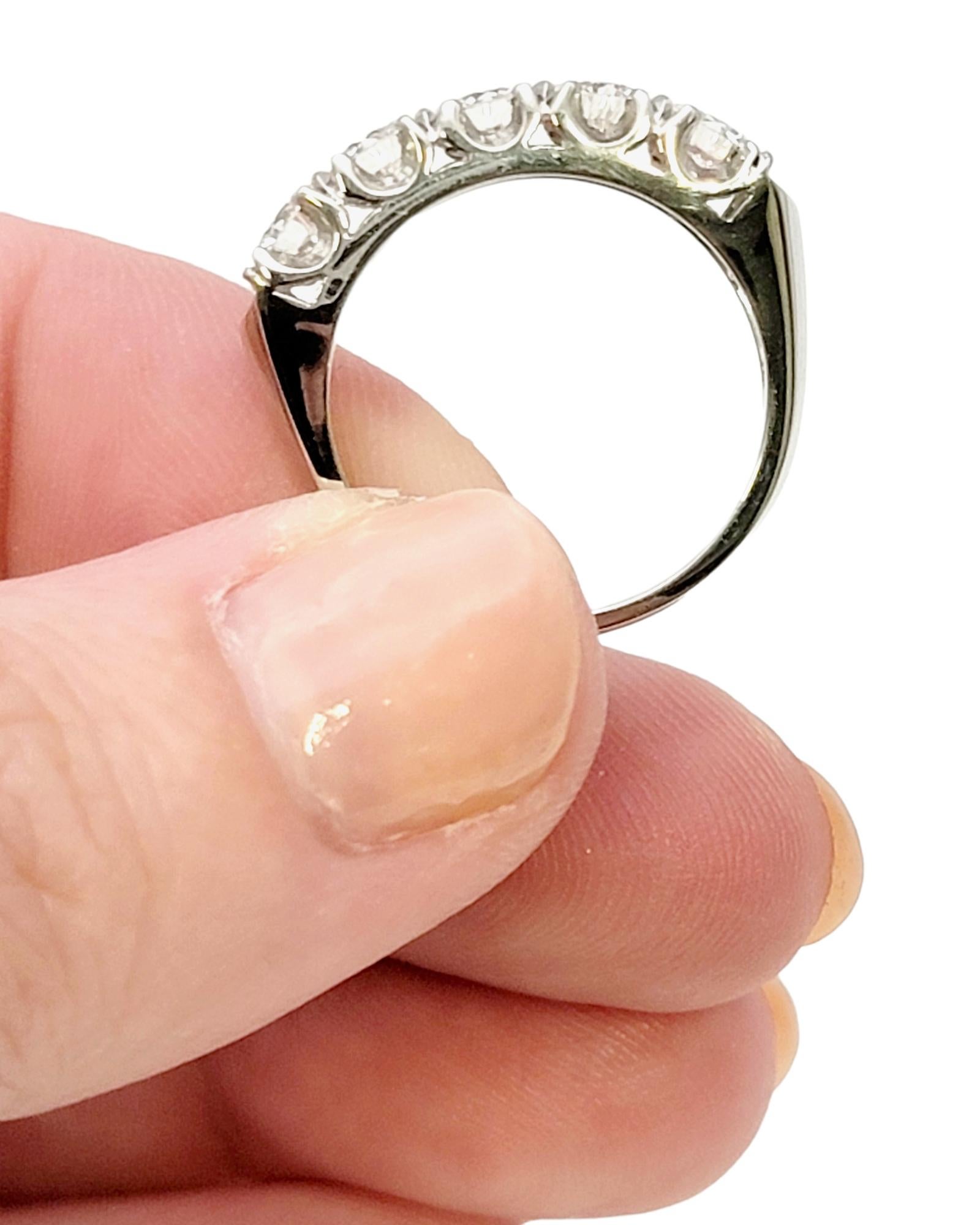 Five Stone Round Brilliant Diamond Semi-Eternity Band Ring in Platinum For Sale 10