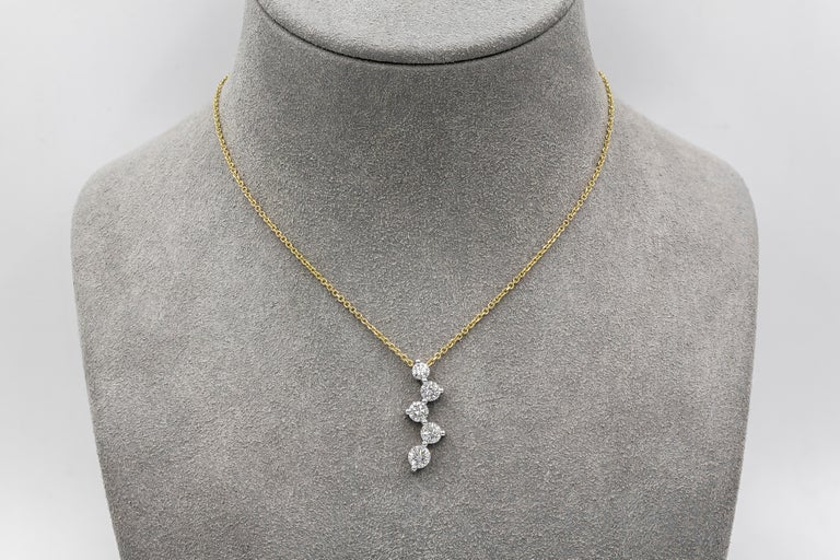 FiveStone Round Diamond Constellation Drop Pendant Necklace For Sale