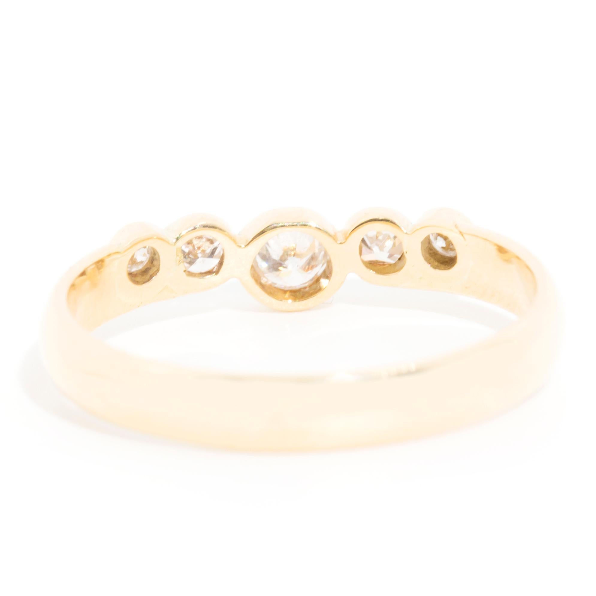 Five Stone Round Diamond Vintage Eternity Ring in 18 Carat Yellow Gold 1