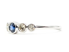 Five-Stone Sapphire & Diamond Ring in 14k White Gold