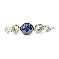 Five-Stone Sapphire & Diamond Ring in 14k White Gold