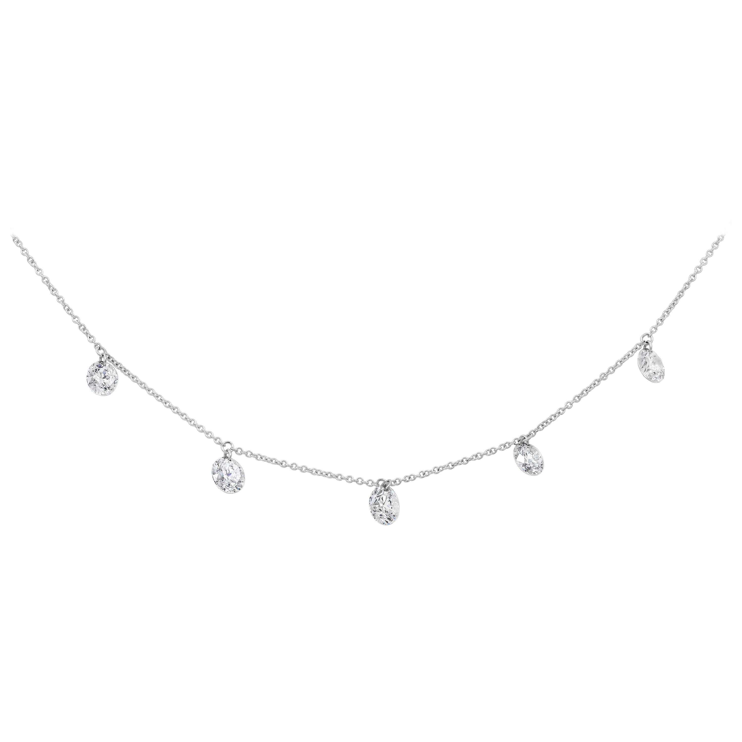 Roman Malakov Five-Stone Single Drilled Round Diamond Necklace