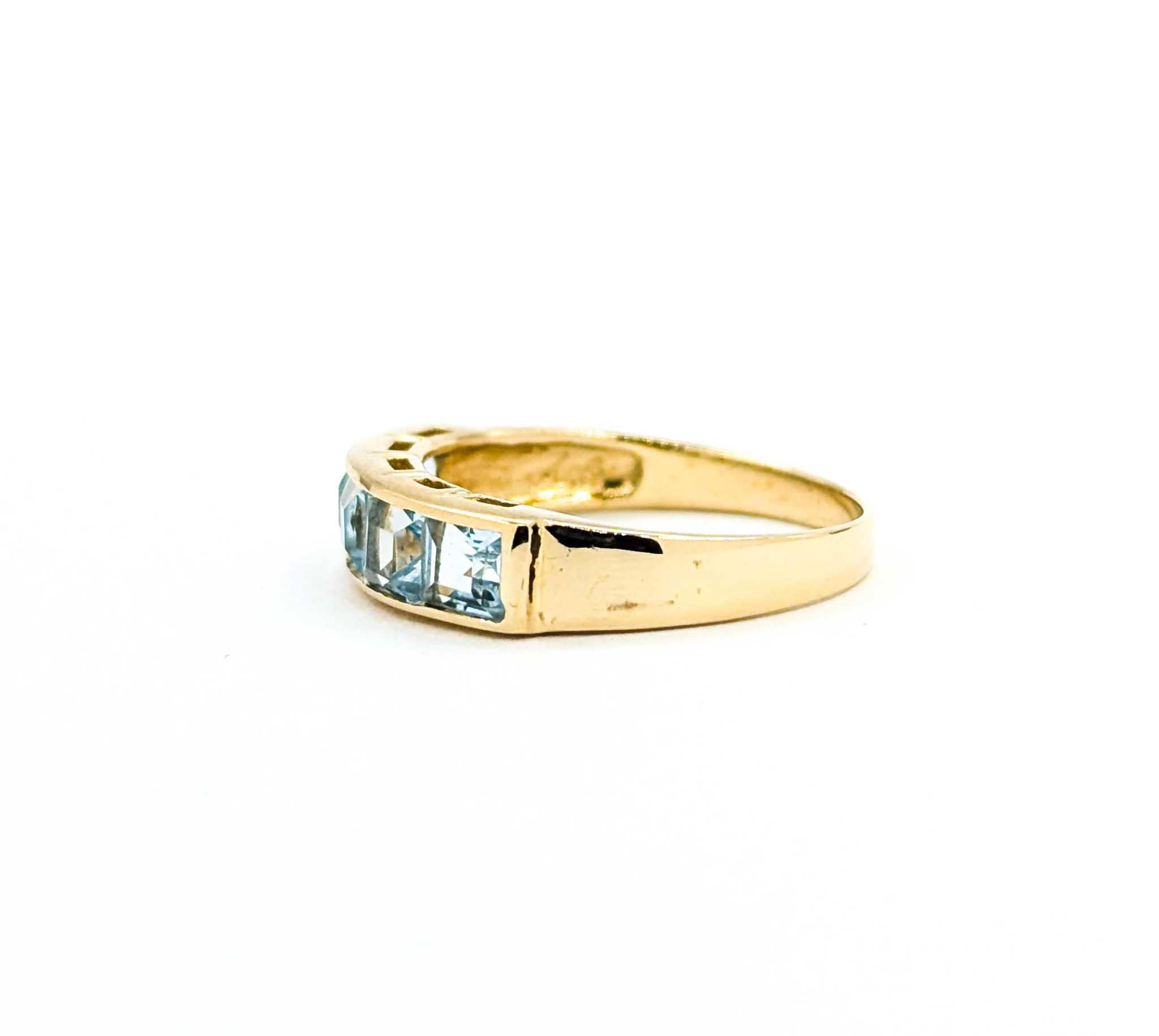 Five-Stone Sky Blue Topaz Ring in 14k Yellow Gold For Sale 2