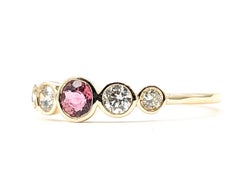 Five-Stone Tourmaline & Diamond Ring in 14k Yellow Gold
