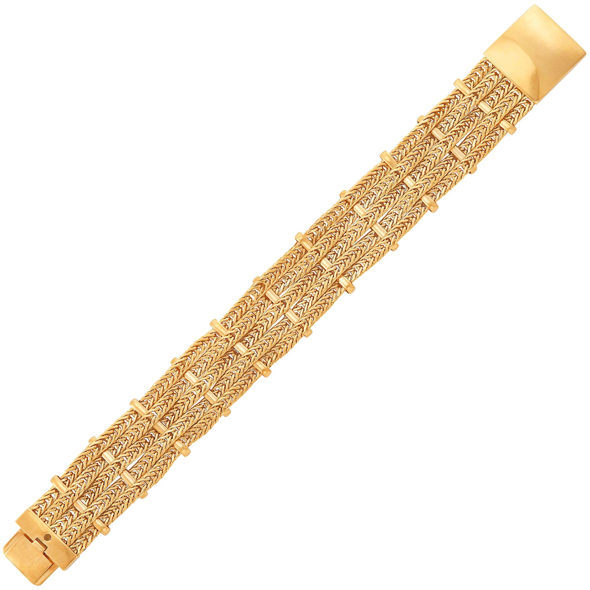 Five Strand Gold Nicely Woven Bracelet at 1stDibs