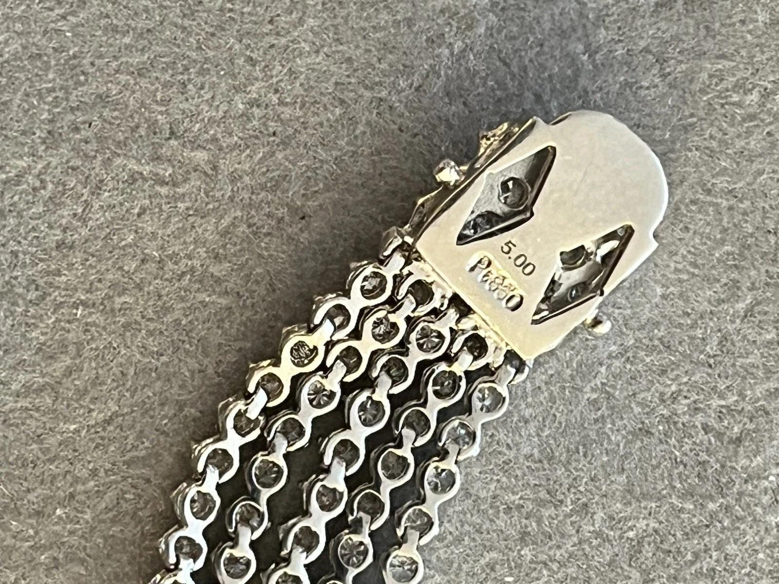 Bracciale tennis a cinque fili con diamanti rotondi 5,00 cttw in platino in vendita 2