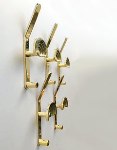 Ettore Sottsass Seven Quattro Se Sunburst Brass Coat Wall Hooks, 1980s, Italy