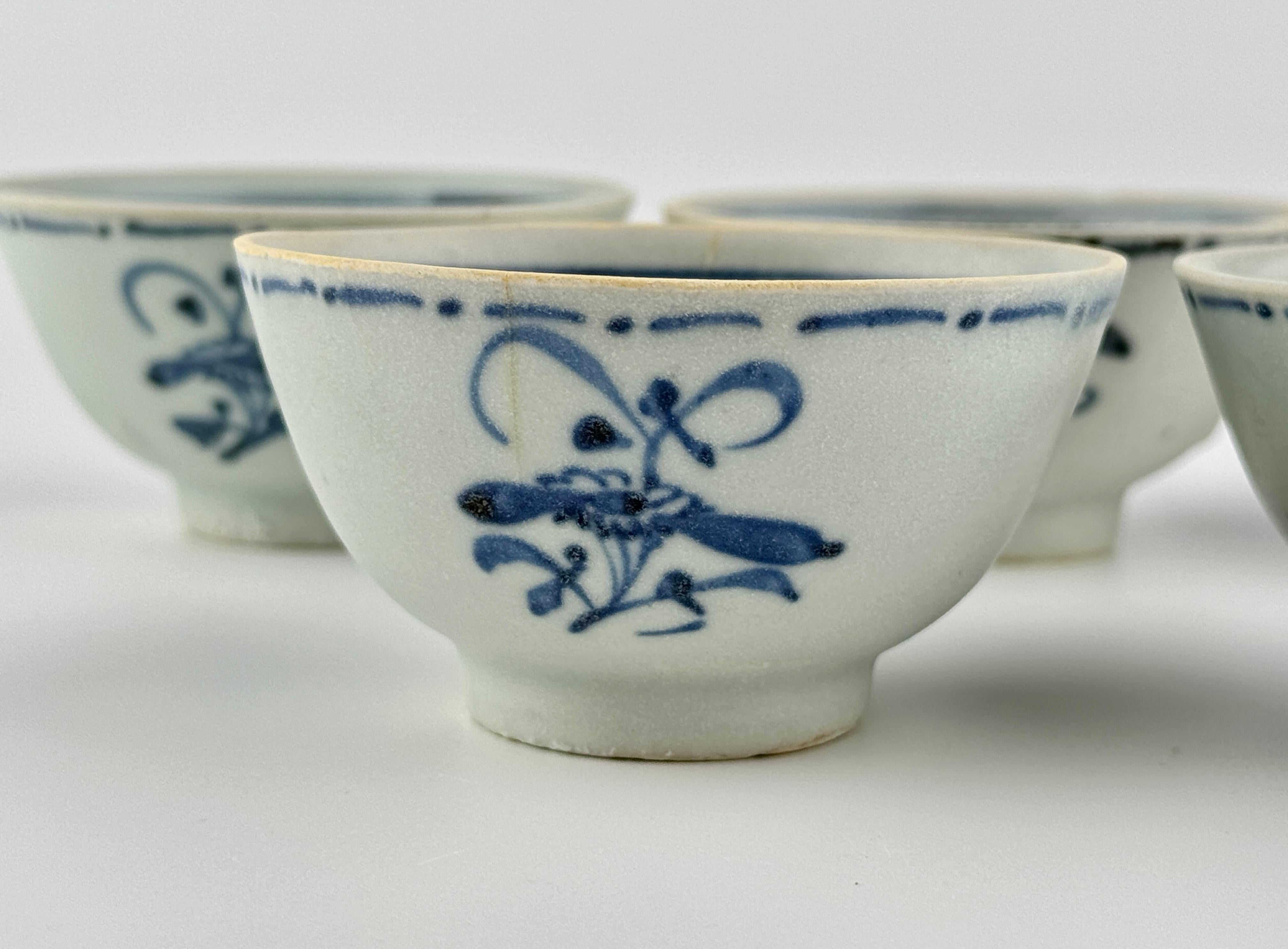 Ceramic Five Tek Sing Cargo 'Aster Sprays' Tea Bowls, Qing Dynasty For Sale